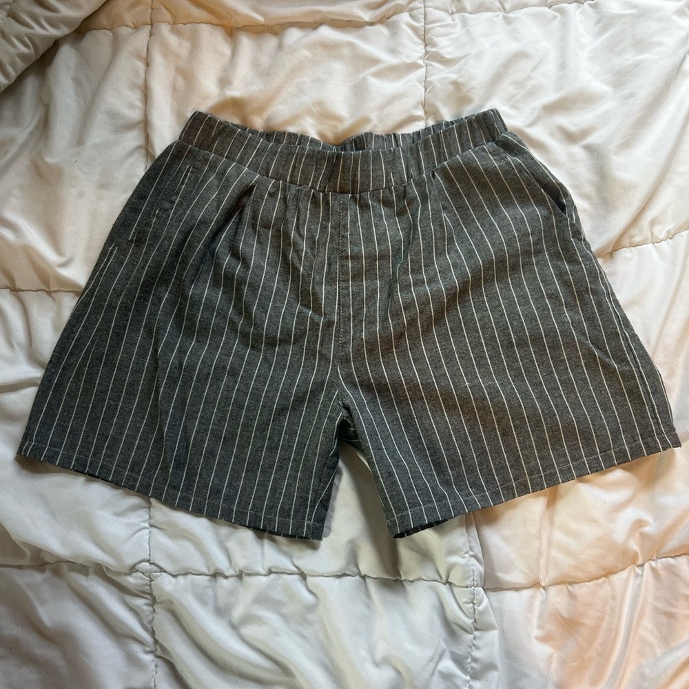 Gray Striped Shorts